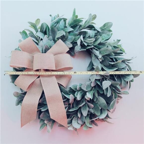 22 Inch Flocked Lambs Ear Wreaths for Front Door Wreaths for All Seasons Spring - Picture 4 of 6